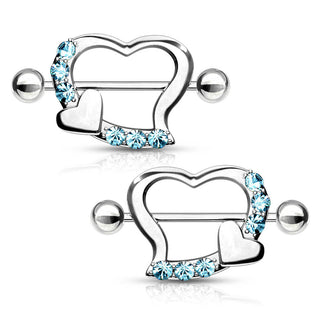 Nippelpiercing Doppelherz Zirkonia