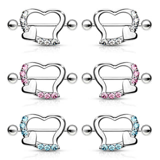 Nippelpiercing Doppelherz Zirkonia