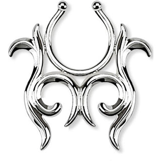 Fake Nippelpiercing Tribal Silber Biegbar