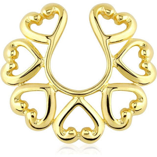Fake Nippelpiercing Tribal Herzen Gold Biegbar