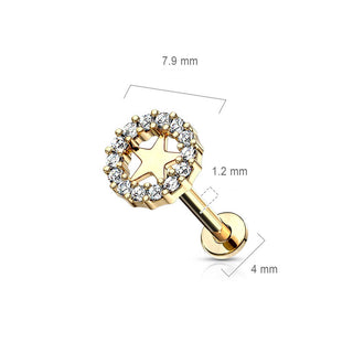 Labret Stern Zirkonia Innengewinde