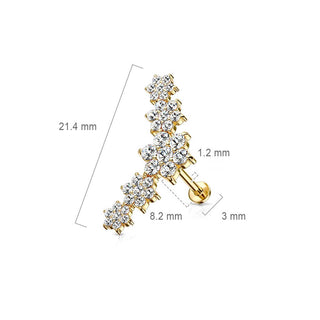 Labret Blumen Zirkonia Innengewinde