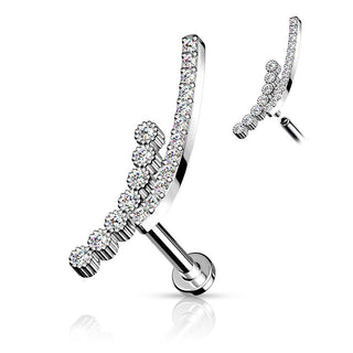 Labret Stab Gebogen Zirkonia Innengewinde