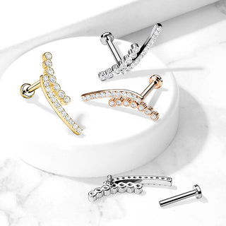 Labret Stab Gebogen Zirkonia Innengewinde