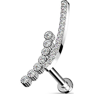 Labret Stab Gebogen Zirkonia Innengewinde