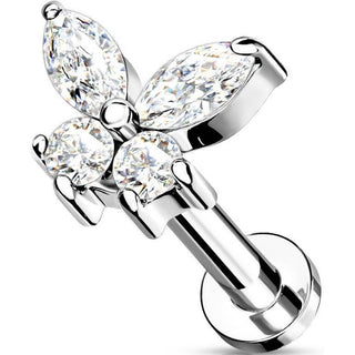 Labret Schmetterling Zirkonia Innengewinde