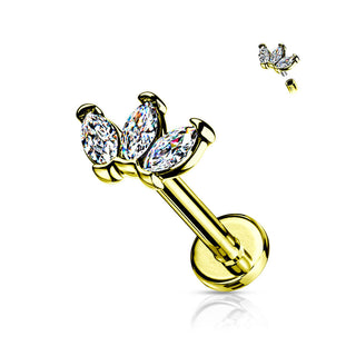 Labret Marquise Schliff 3 Zirkonia Innengewinde