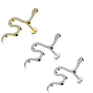 Labret Schlange Zirkonia Innengewinde