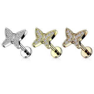 Labret Schmetterling Zirkonia Innengewinde
