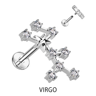Labret Sternzeichen Zirkonia Silber Innengewinde