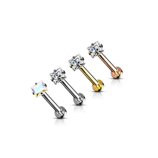 Labret Quadrat Zirkonia Innengewinde