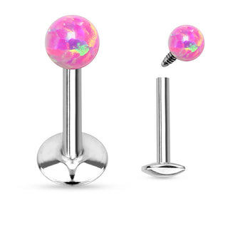 Labret Kugel Opal Silber Innengewinde