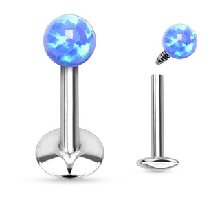Labret Kugel Opal Silber Innengewinde
