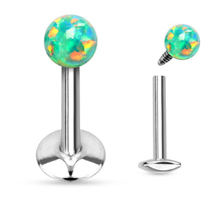 Labret Kugel Opal Silber Innengewinde
