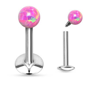 Labret Kugel Opal Silber Innengewinde