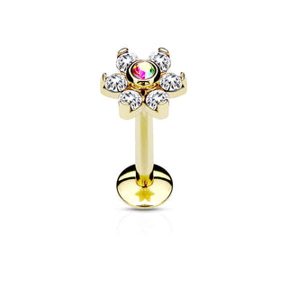 Labret Blume Zirkonia PVD Innengewinde