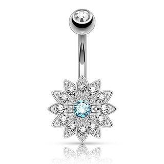 Bauchnabelpiercing Blume Zirkonia