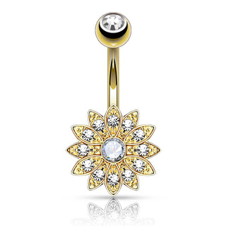Bauchnabelpiercing Blume Zirkonia