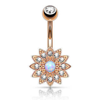 Bauchnabelpiercing Blume Zirkonia Opal