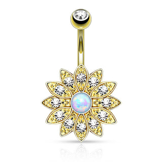 Bauchnabelpiercing Blume Zirkonia Opal