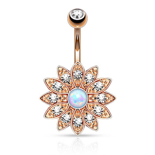 Bauchnabelpiercing Blume Zirkonia Opal