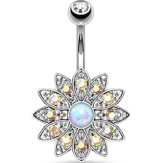 Bauchnabelpiercing Blume Zirkonia Opal
