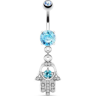 Bauchnabelpiercing Hamsa beweglich Zirkonia Silber