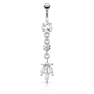 Bauchnabelpiercing Blatt 3 Zirkonia beweglich