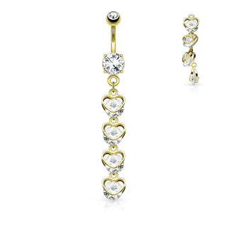 Bauchnabelpiercing Herzen Kette beweglich Zirkonia
