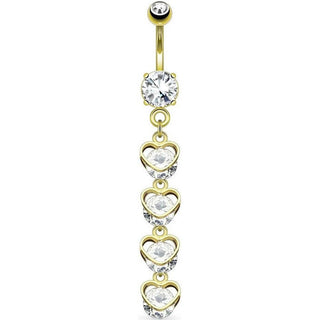 Bauchnabelpiercing Herzen Kette beweglich Zirkonia