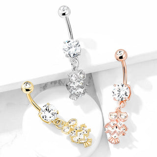 Bauchnabelpiercing Eule beweglich Zirkonia