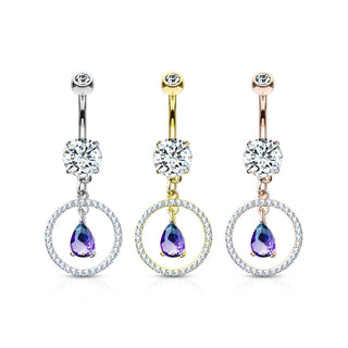 Bauchnabelpiercing Kreis Tropfen beweglich Zirkonia