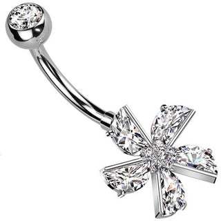Bauchnabelpiercing Blume Zirkonia