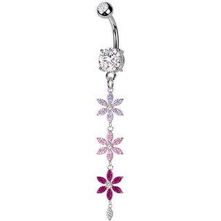 Bauchnabelpiercing Mehrfarbig Dreifach Zirkonia Blumenanhänger