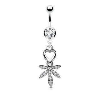 Bauchnabelpiercing Hanfblatt Bunt beweglich Zirkonia Silber