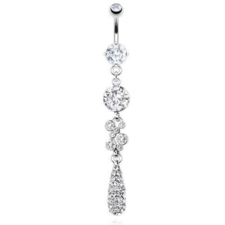 Bauchnabelpiercing Tropfen beweglich Zirkonia Silber