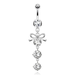 Bauchnabelpiercing Schleife beweglich Zirkonia Silber