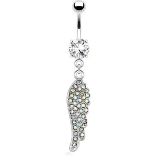 Bauchnabelpiercing Engelflügel beweglich Zirkonia Silber