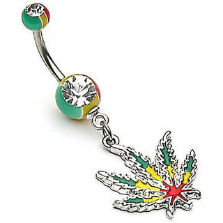 Bauchnabelpiercing Hanfblatt Jamaica beweglich Zirkonia