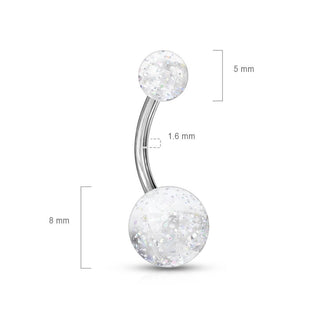 Bauchnabelpiercing Acryl Ultra Glitzer Kugel