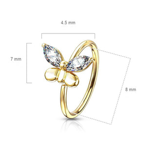 Ring Schmetterling Zirkonia Gold Biegbar