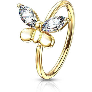 Ring Schmetterling Zirkonia Gold Biegbar