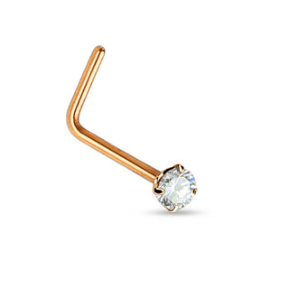 Nasenstecker L-Form Zirkonia Gold