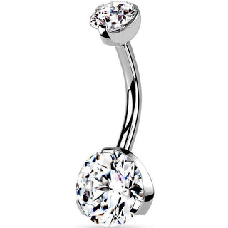 Bauchnabelpiercing Zirkonia Silber Innengewinde