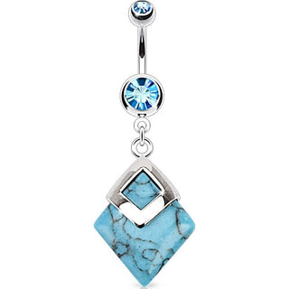 Bauchnabelpiercing Diamantform beweglich Türkis Halbedelstein