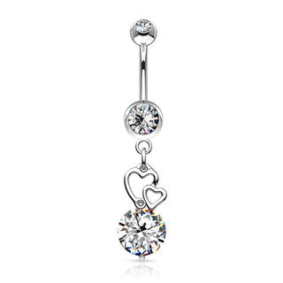 Bauchnabelpiercing Herz beweglich Zirkonia Silber