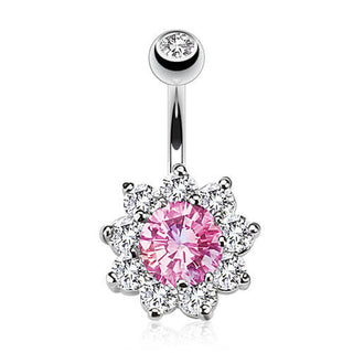 Bauchnabelpiercing Blume Zirkonia Silber
