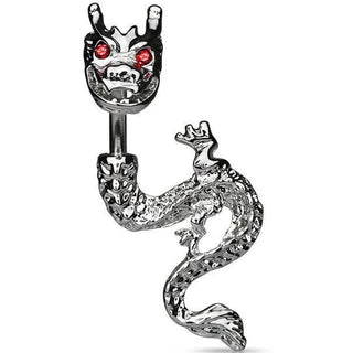 Bauchnabelpiercing Drache Zirkonia Silber