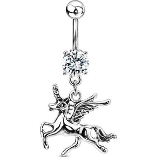 Bauchnabelpiercing Einhorn beweglich Zirkonia Silber
