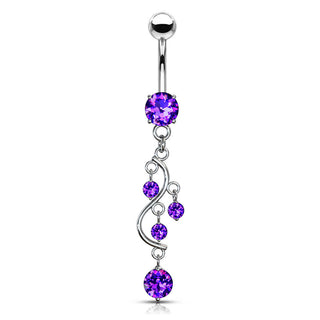 Bauchnabelpiercing Weinrebe beweglich Zirkonia